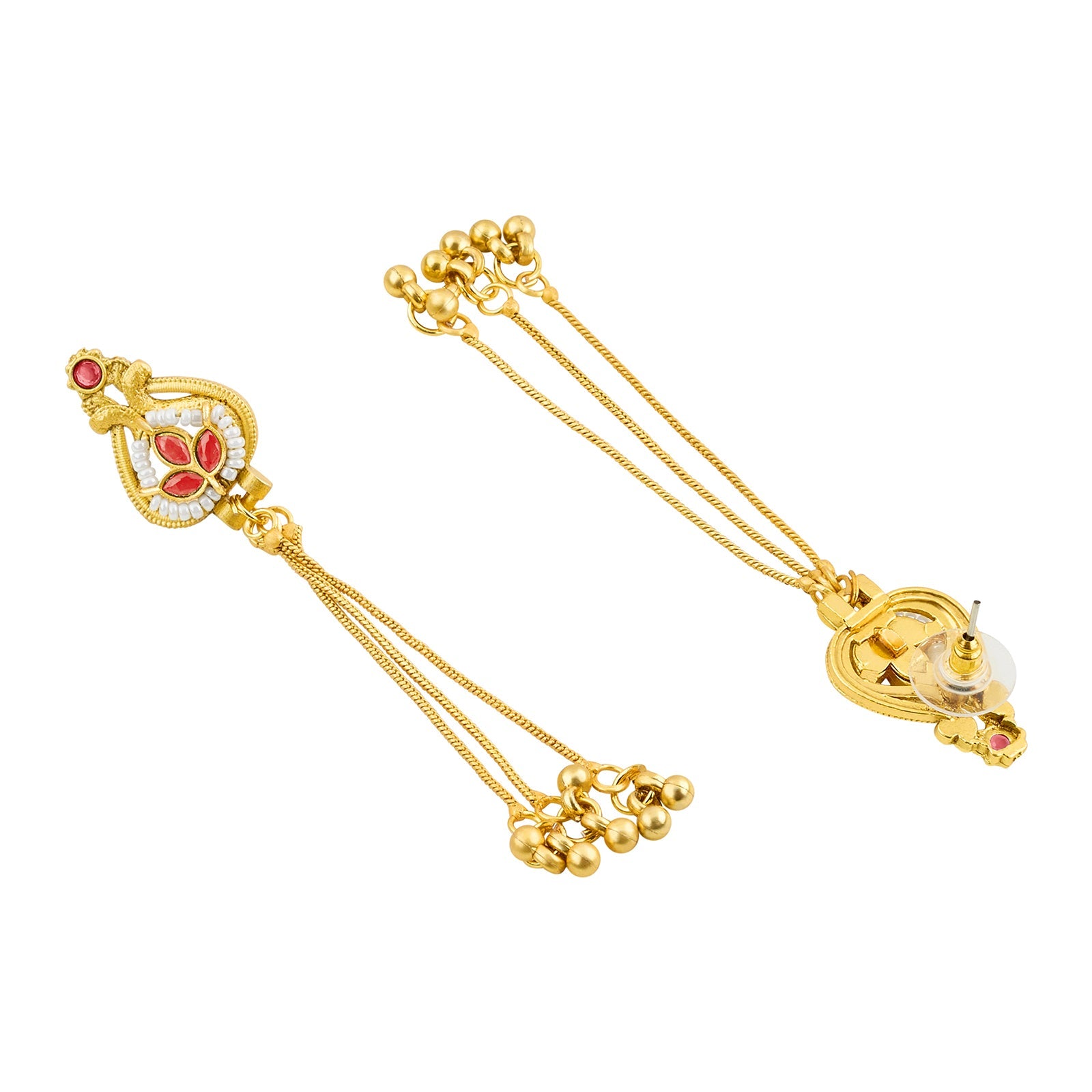 Teejh Aureya Red Stone Gold Danglers
