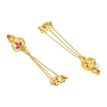 Teejh Aureya Red Stone Gold Danglers