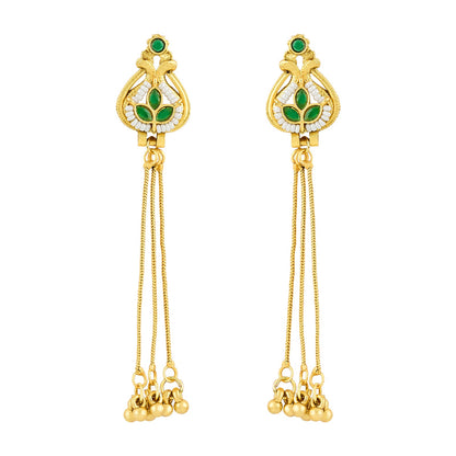 Teejh Aureya Green Stone Gold Danglers