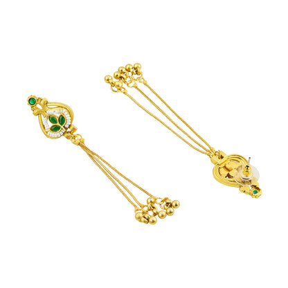 Teejh Aureya Green Stone Gold Danglers