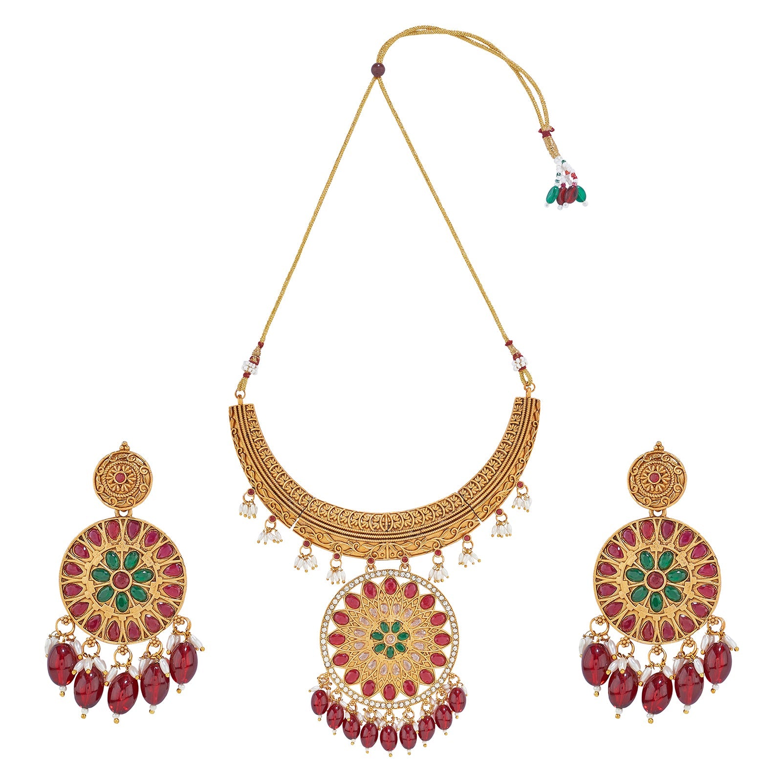 Teejh Aarzaa Gold Ghungroo Necklace Set