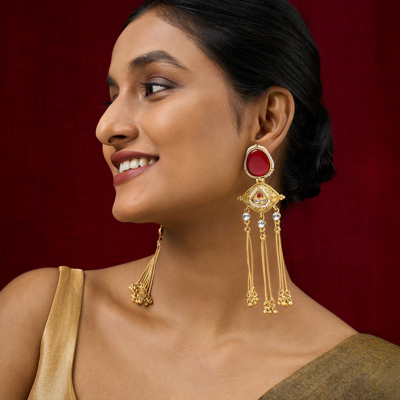 Teejh Kanira Red Gold Dangler Earrings