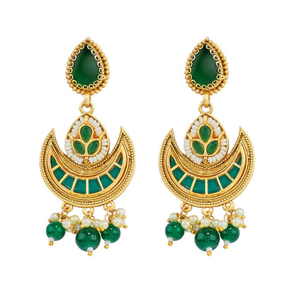 Teejh Dwana Gold Green Stones Necklace Set