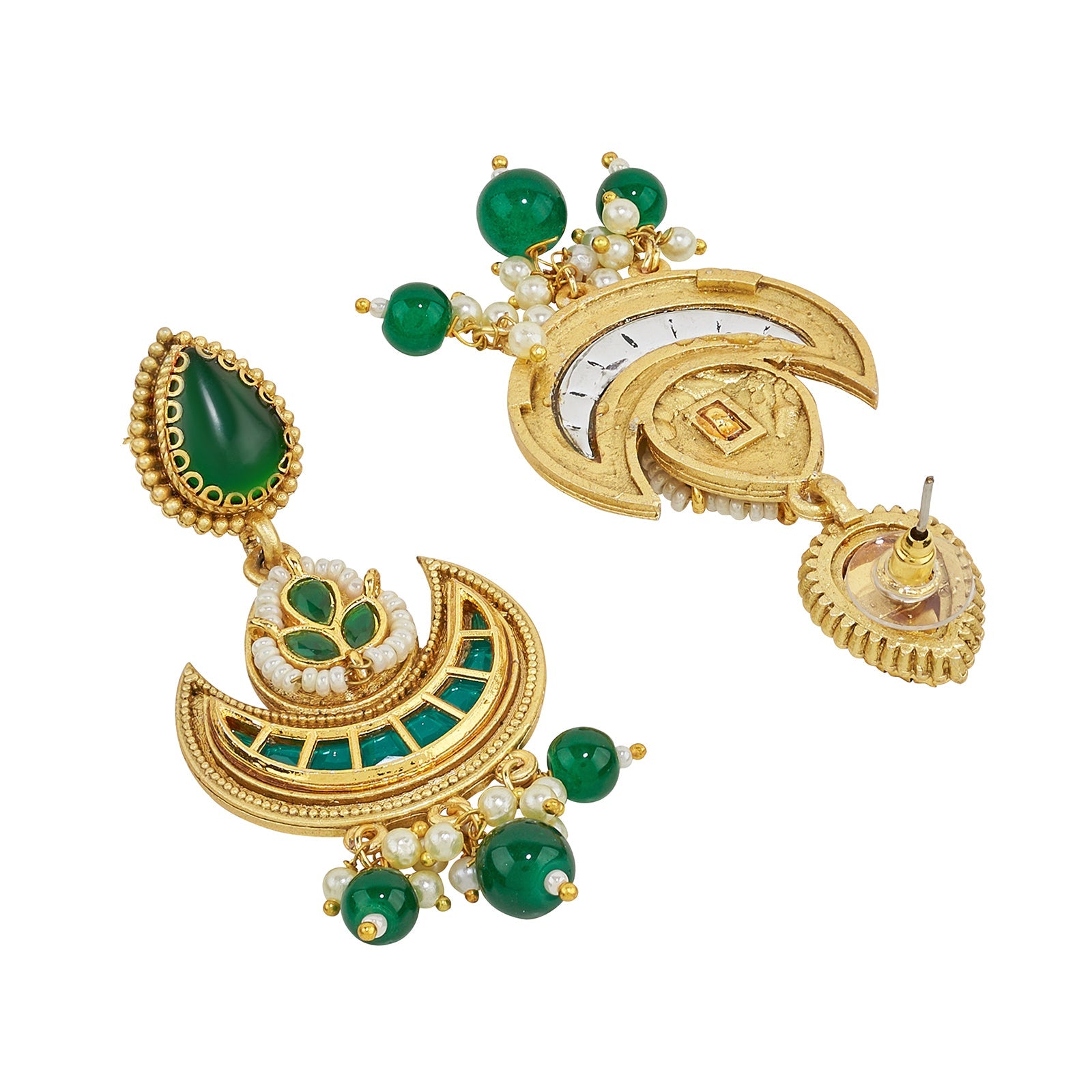 Teejh Dwana Gold Green Stones Necklace Set