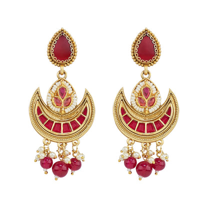 Teejh Dwana Gold Red Stones Necklace Set