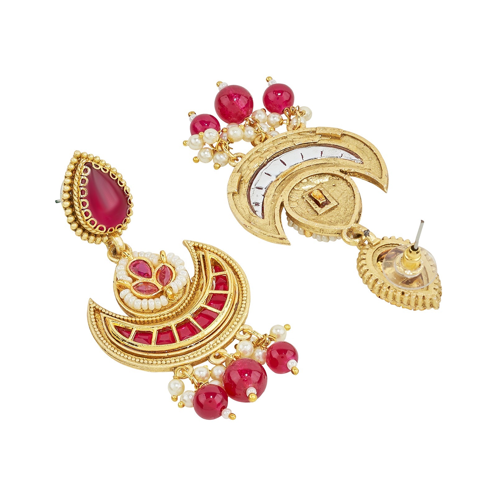 Teejh Dwana Gold Red Stones Necklace Set