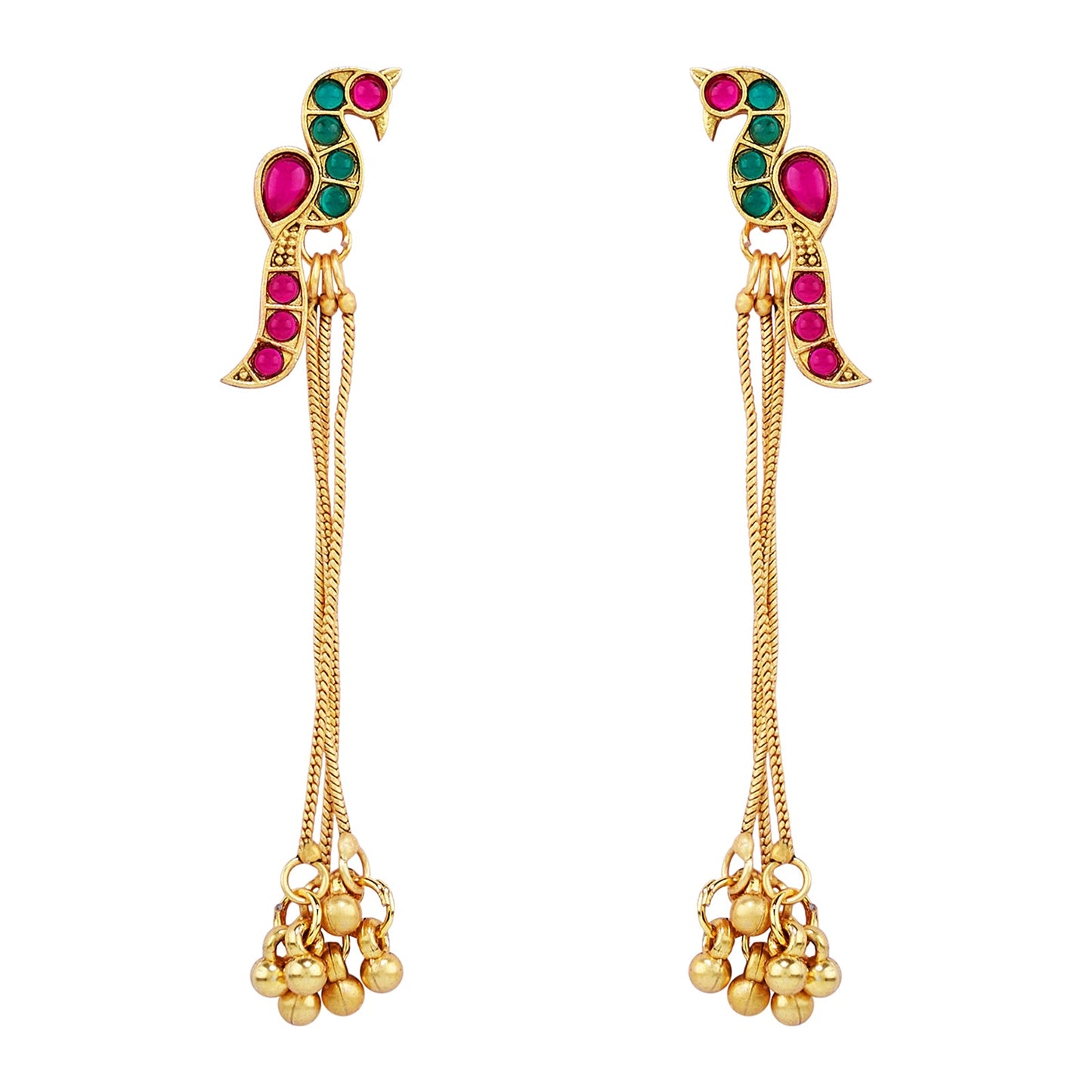 Teejh Anua Gold Red and Green Stones Necklace Set