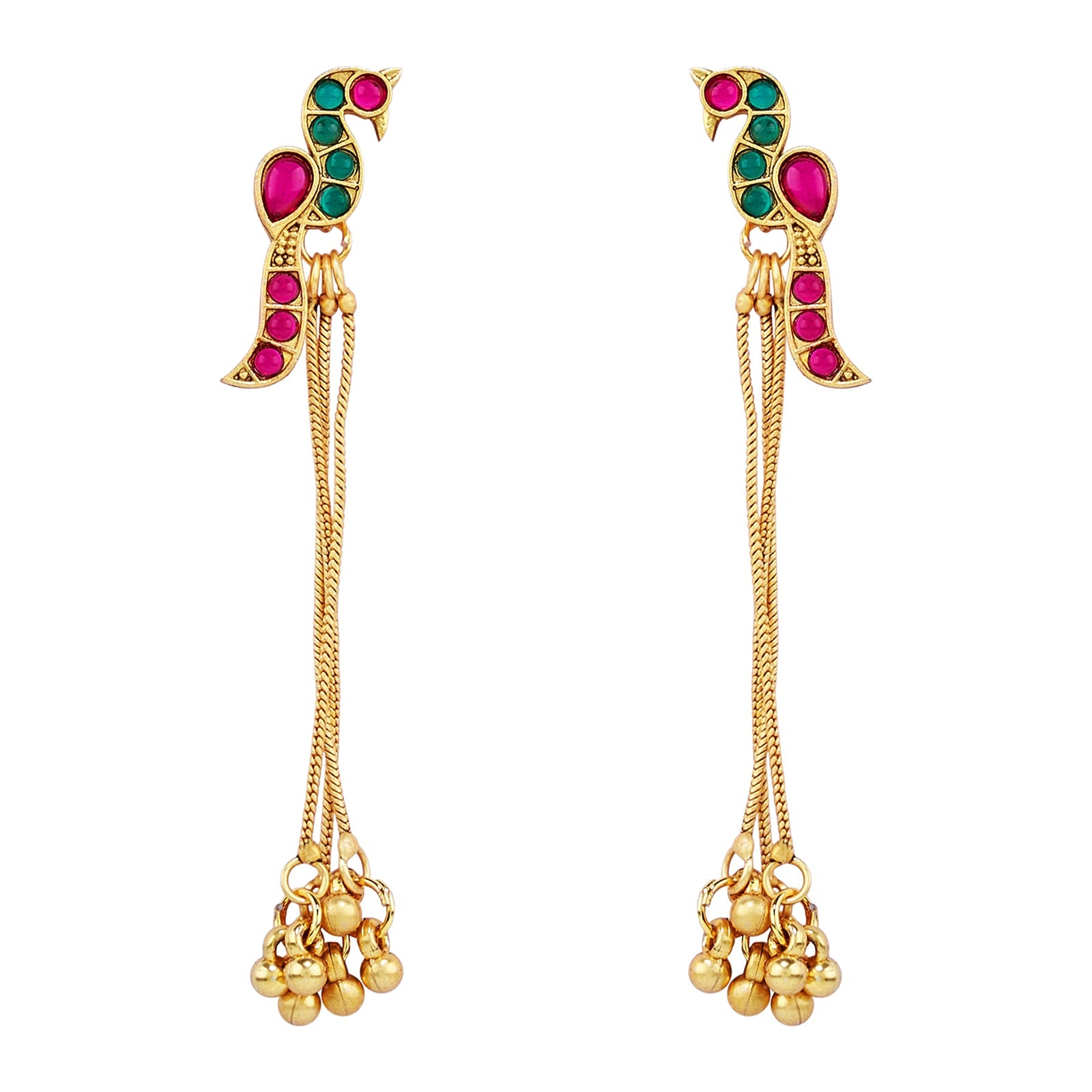 Teejh Anua Gold Red and Green Stones Necklace Set