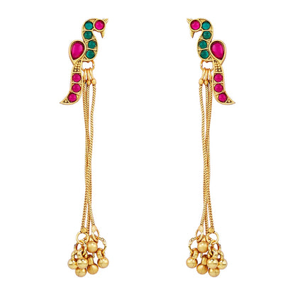 Teejh Anua Gold Red and Green Stones Necklace Set