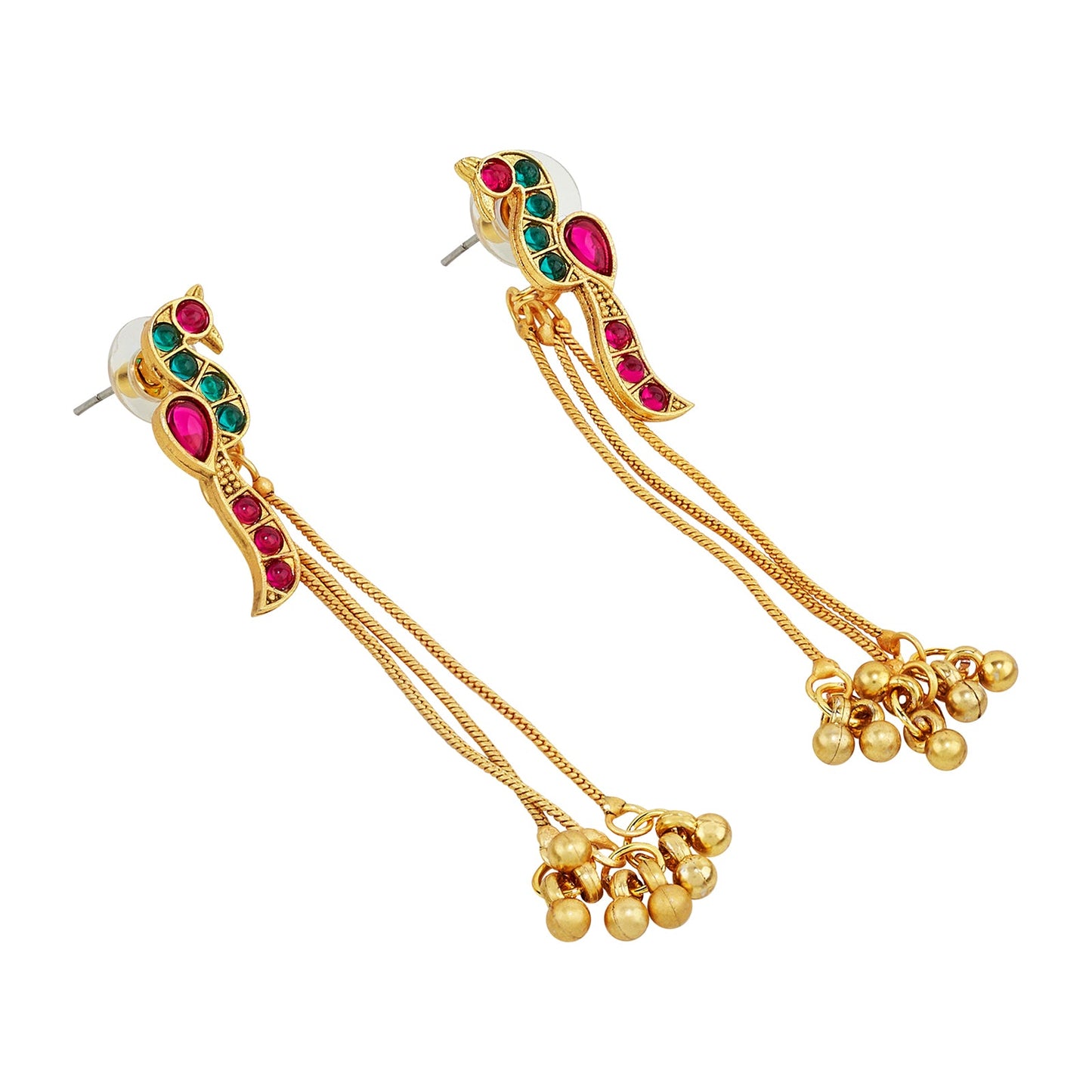 Teejh Anua Gold Red and Green Stones Necklace Set