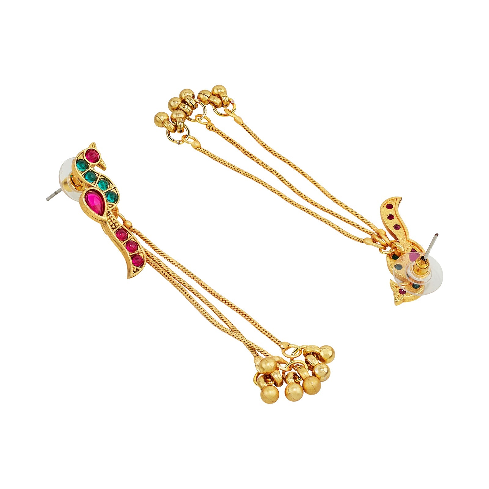 Teejh Anua Gold Red and Green Stones Necklace Set