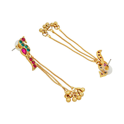 Teejh Anua Gold Red and Green Stones Necklace Set