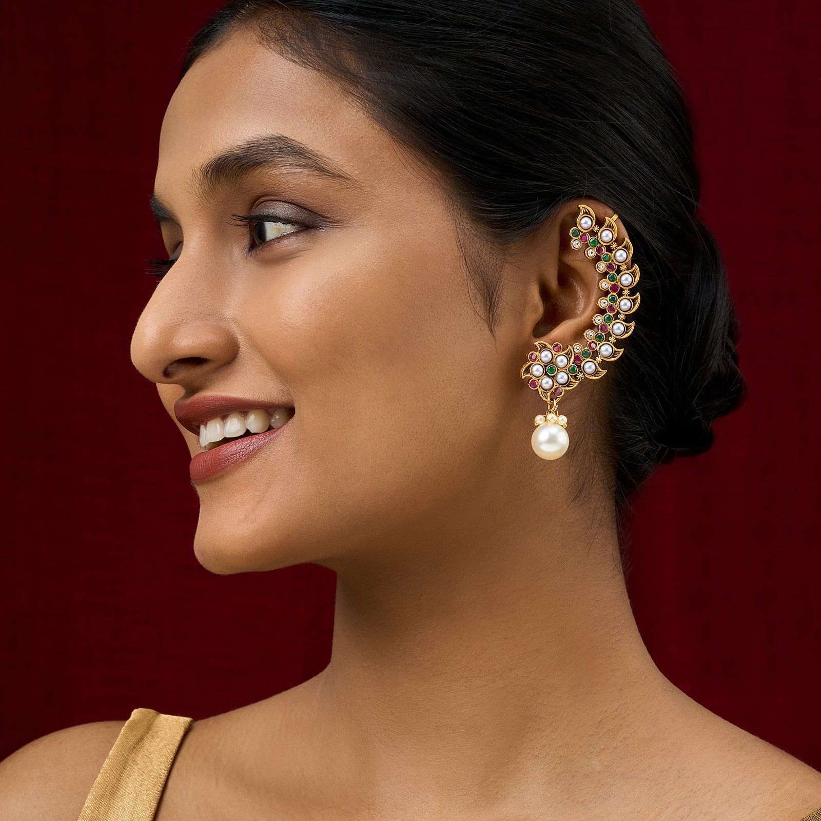 Teejh Zaray Gold Stones and Pearls Earcuffs