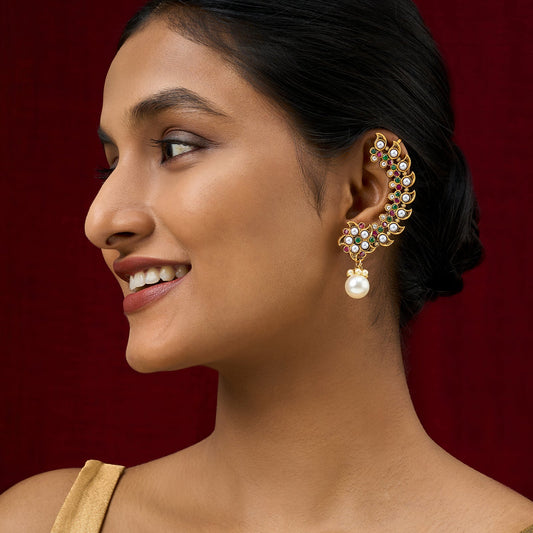 Teejh Zaray Gold Stones and Pearls Earcuffs