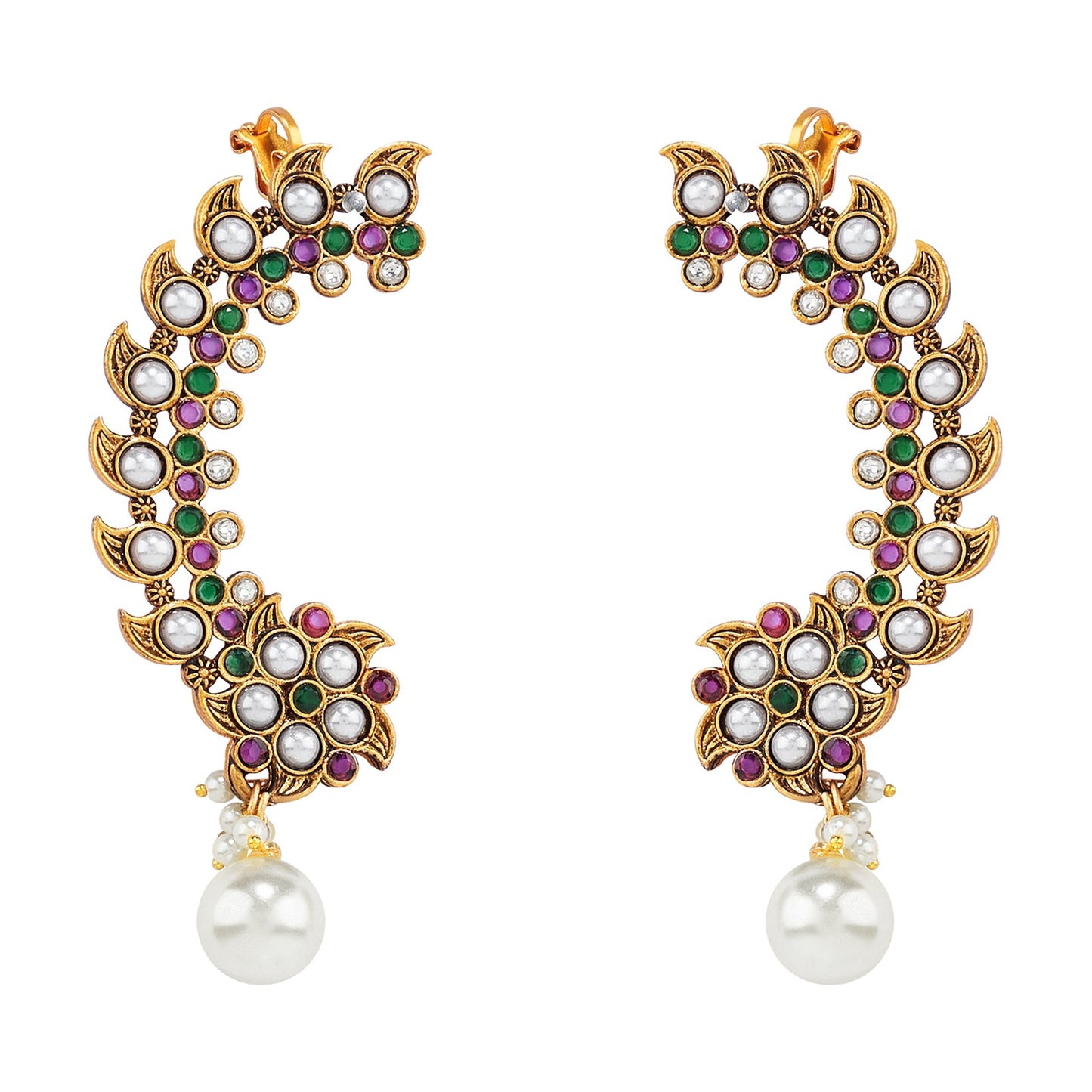 Teejh Zaray Gold Stones and Pearls Earcuffs
