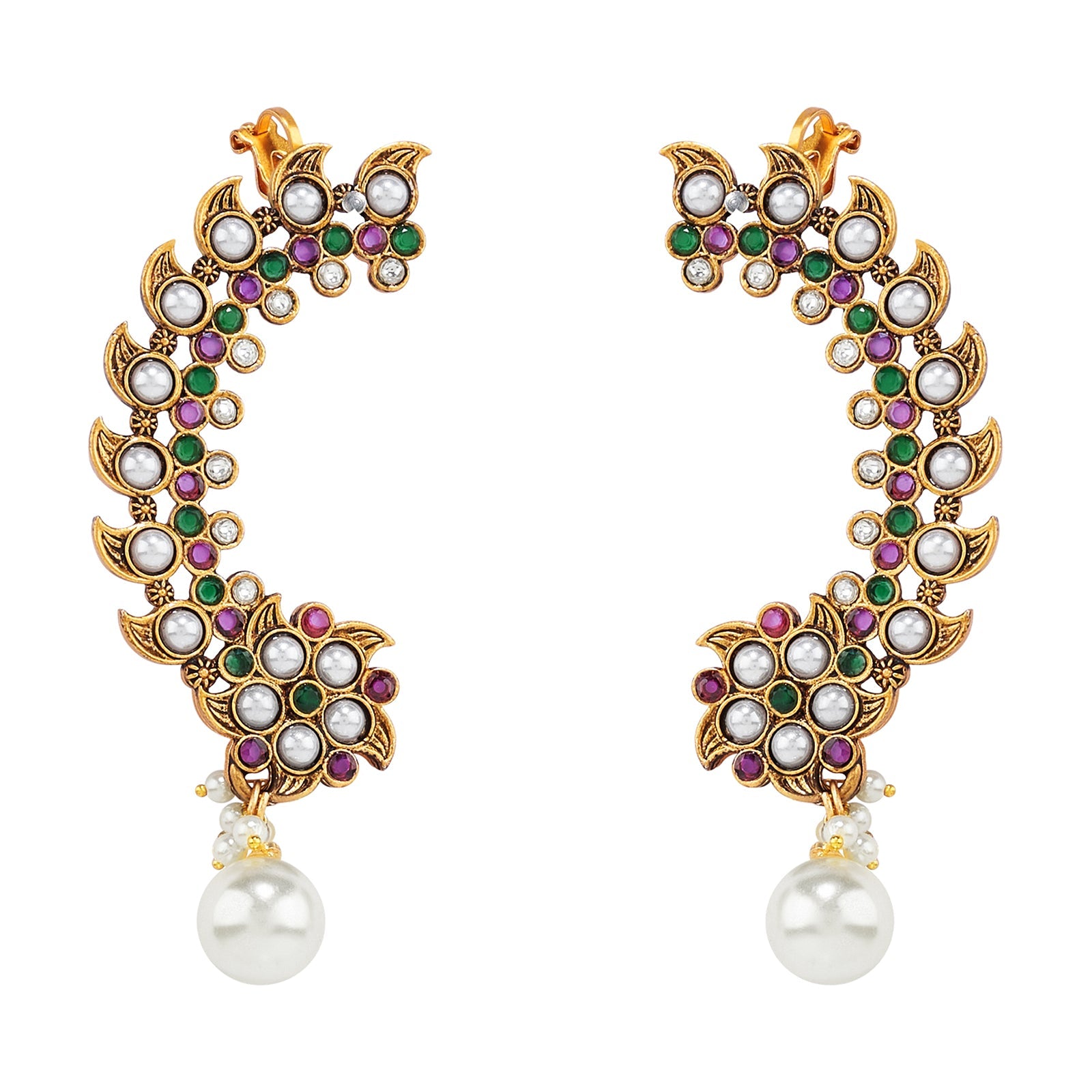 Teejh Zaray Gold Stones and Pearls Earcuffs