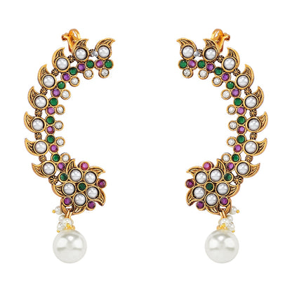 Teejh Zaray Gold Stones and Pearls Earcuffs