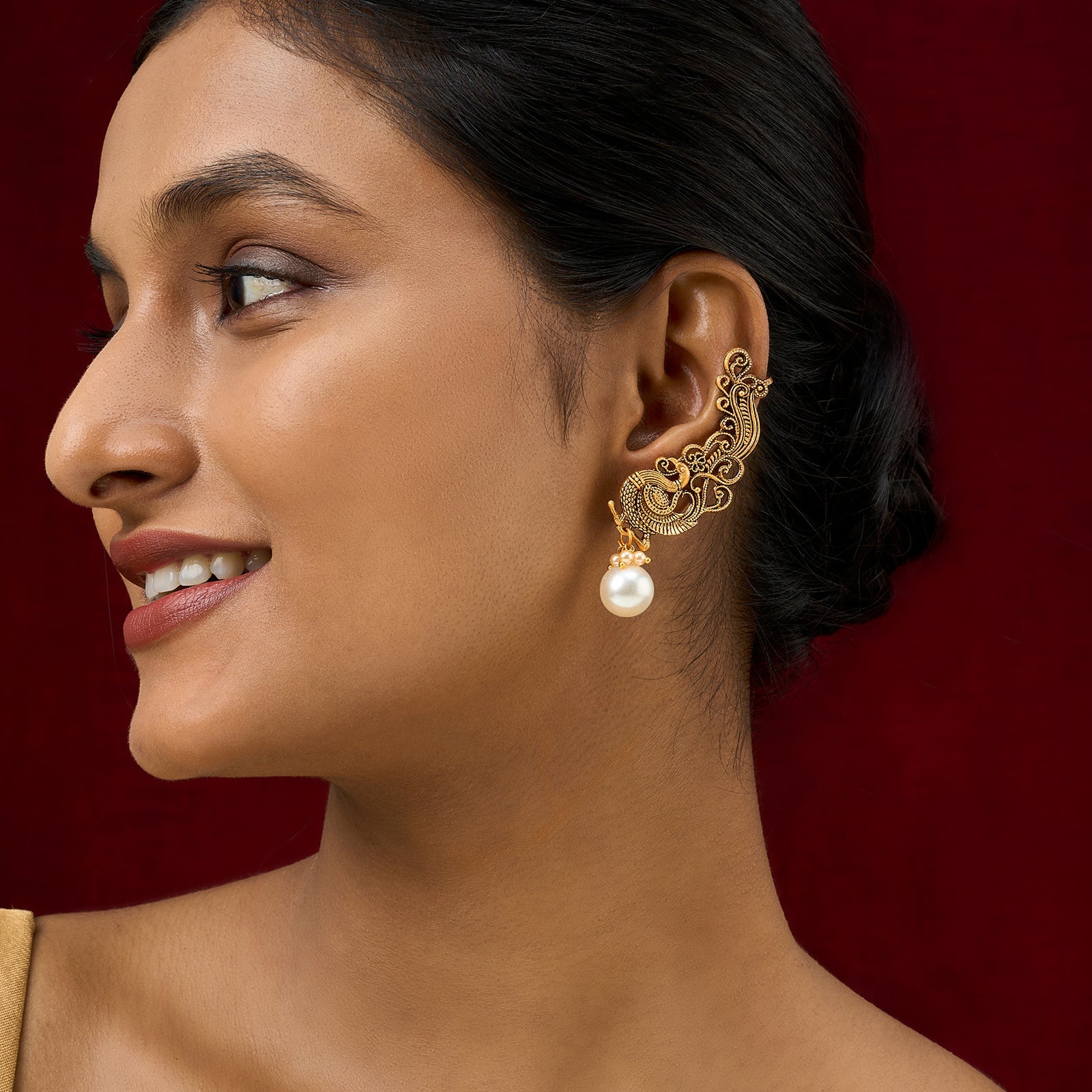Teejh Karika Gold Pearl Earcuffs