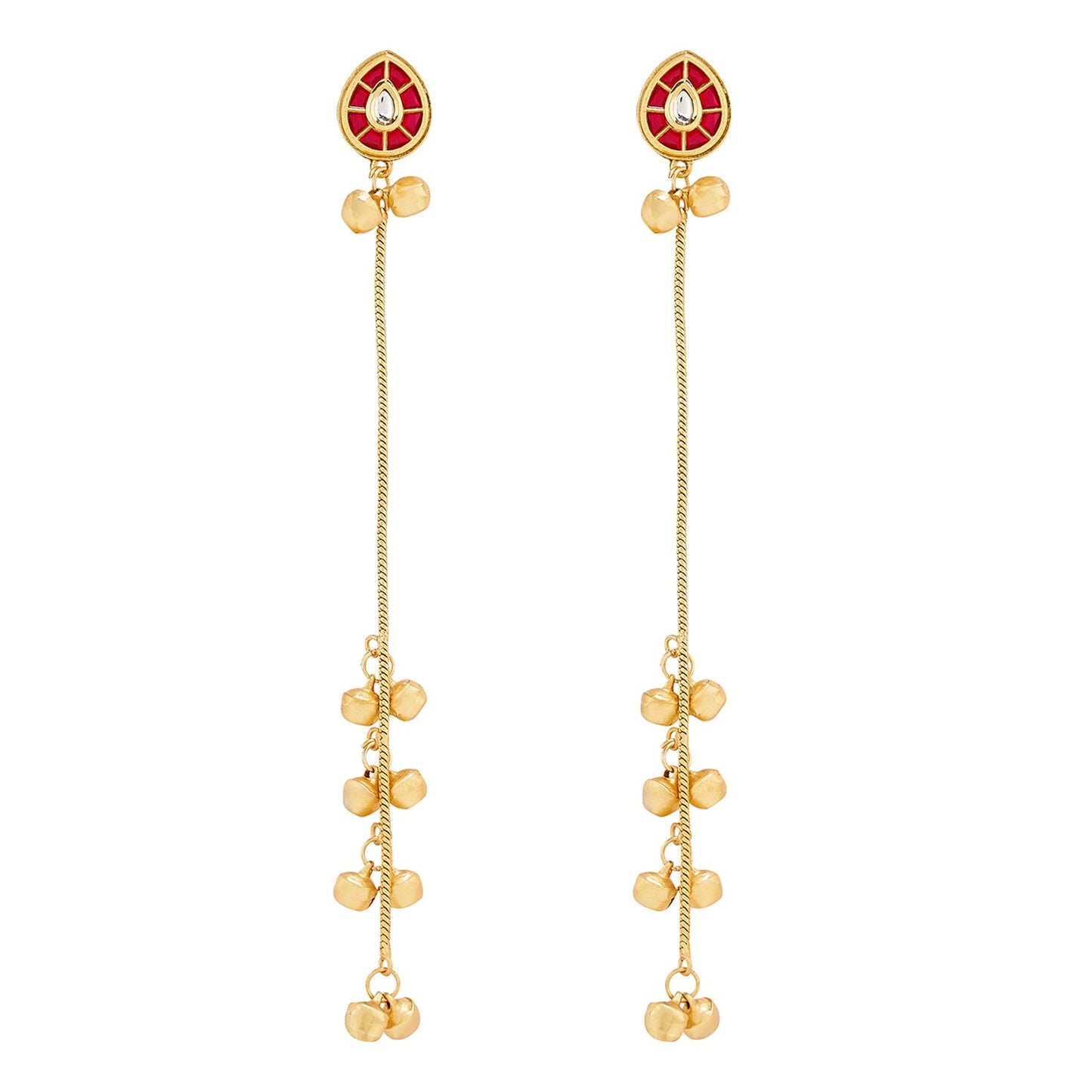 Teejh Kashni Red and Gold Ghungroo Danglers
