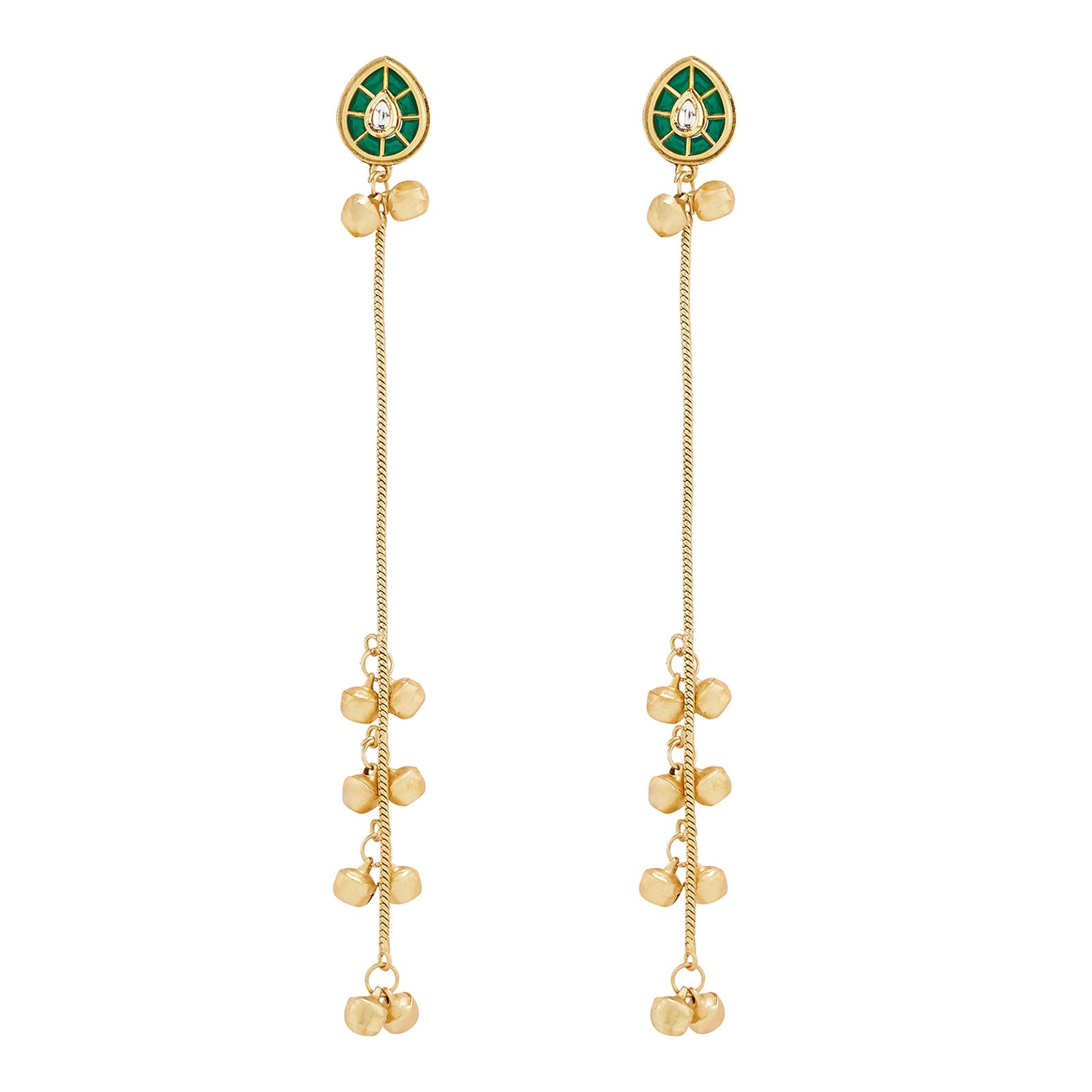 Teejh Kashni Green and Gold Ghungroo Danglers