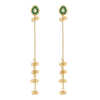 Teejh Kashni Green and Gold Ghungroo Danglers