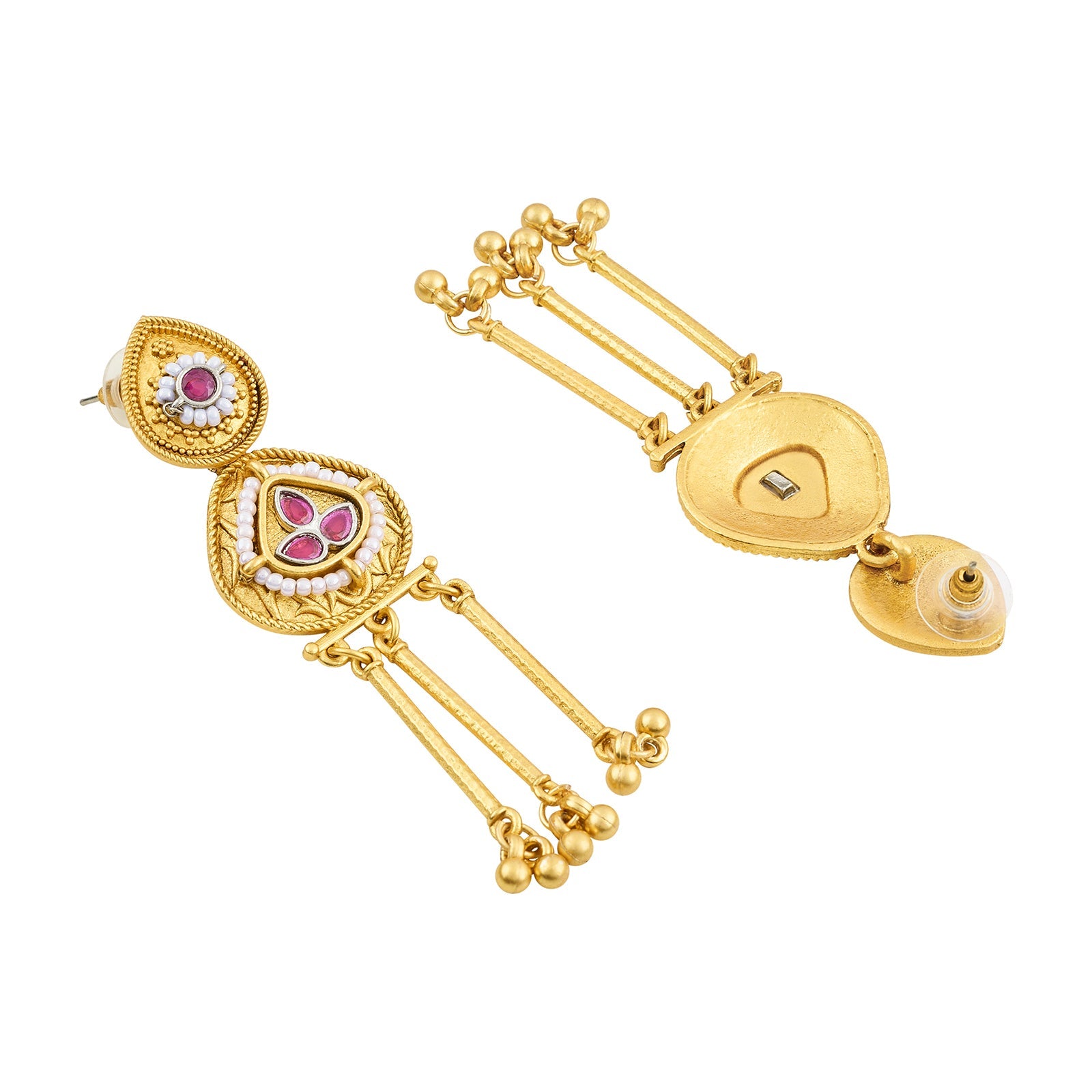 Teejh Amara Gold Red Stone Danglers