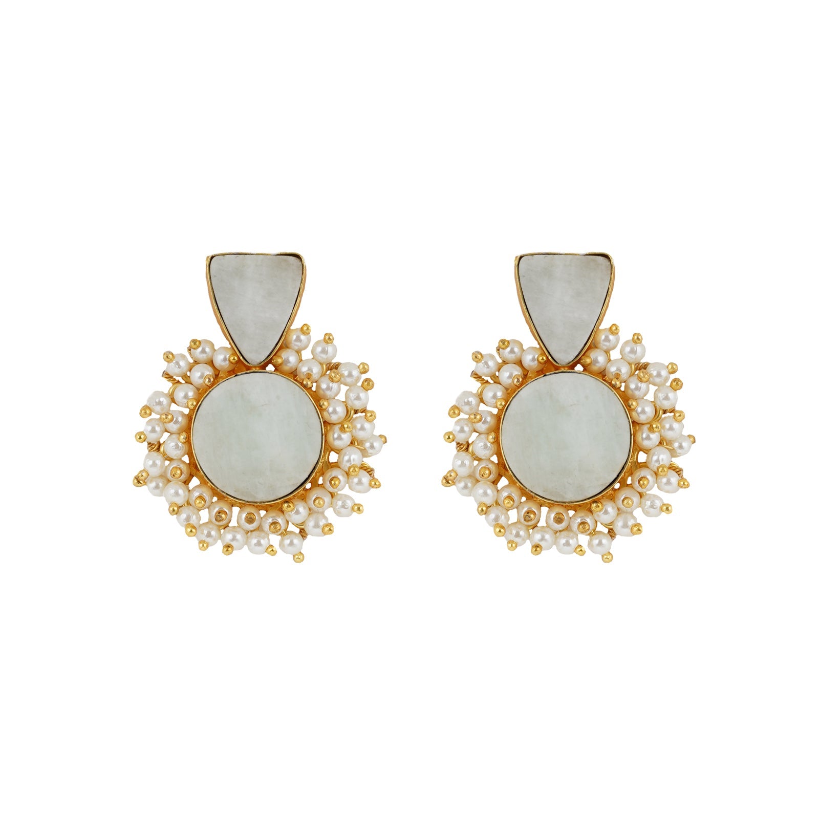 Teejh Preeti Light Green Stone and Pearl Earring