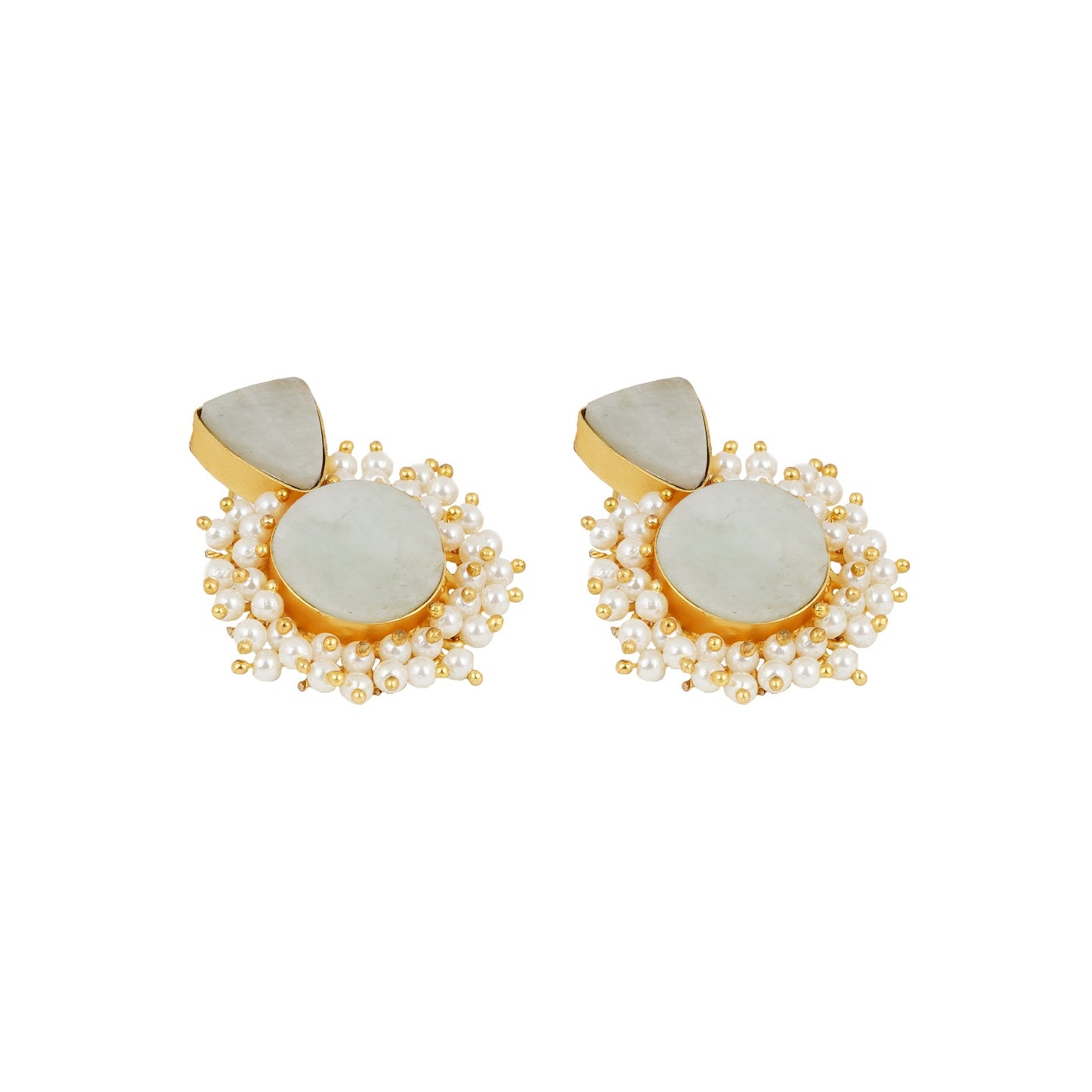 Teejh Preeti Light Green Stone and Pearl Earring