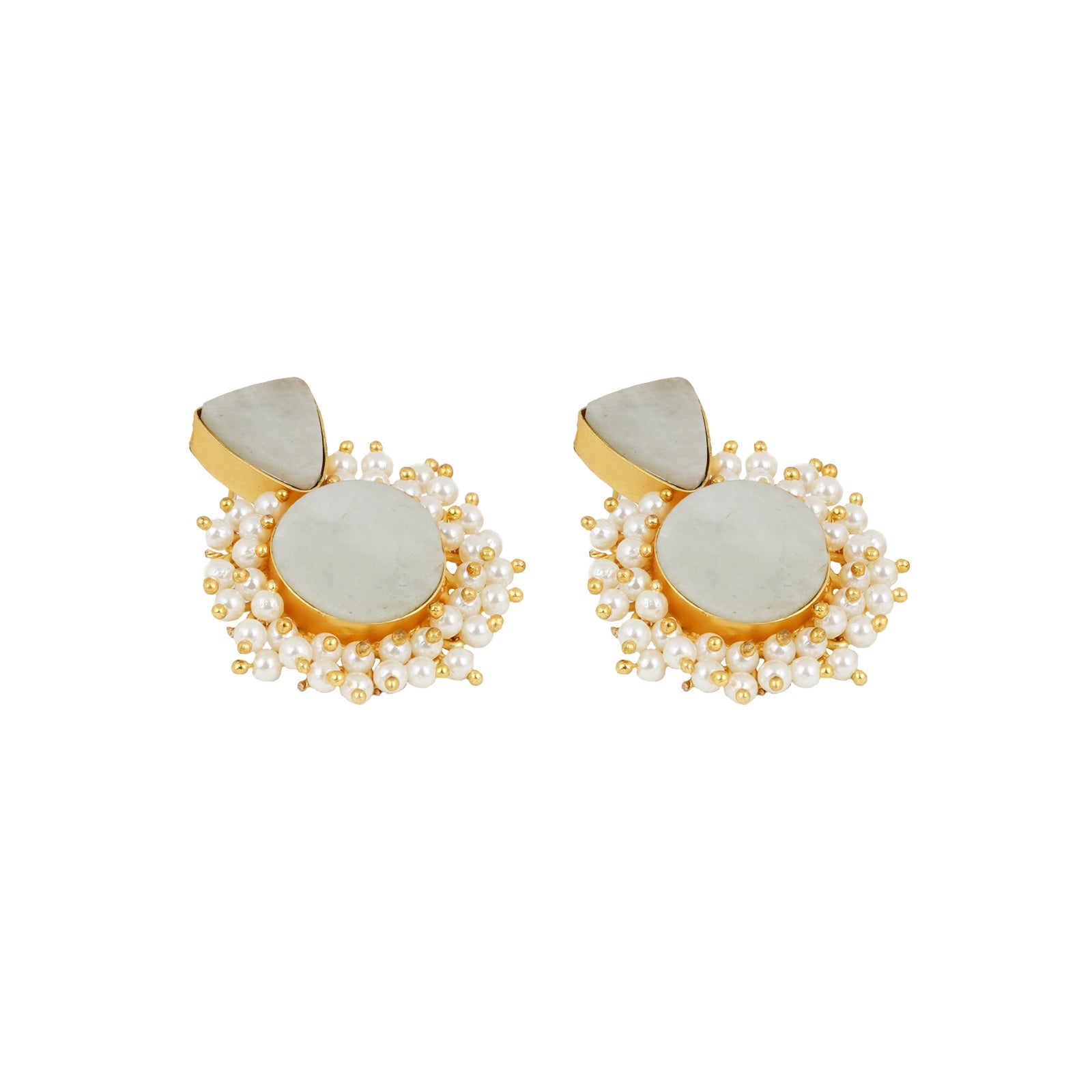 Teejh Preeti Light Green Stone and Pearl Earring