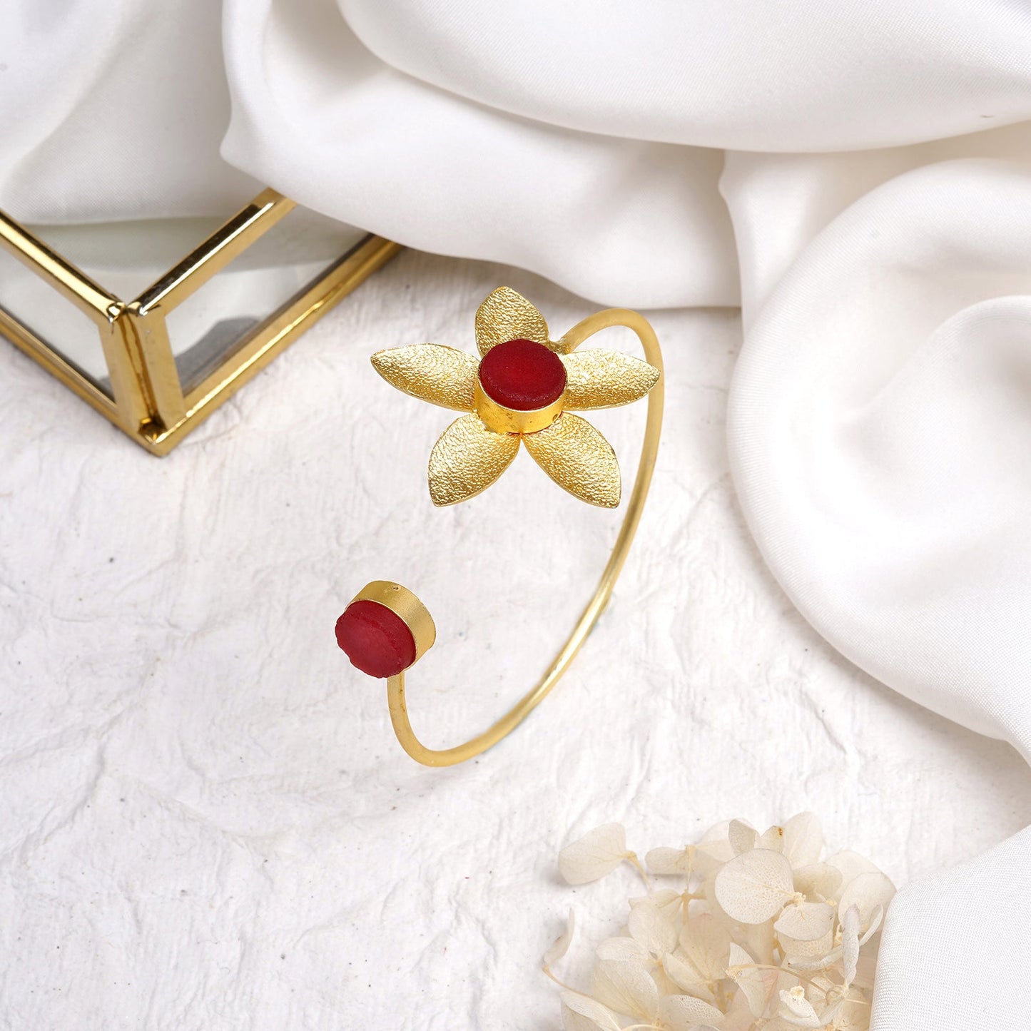 Teejh Juhi Dark Red Flower Bracelet