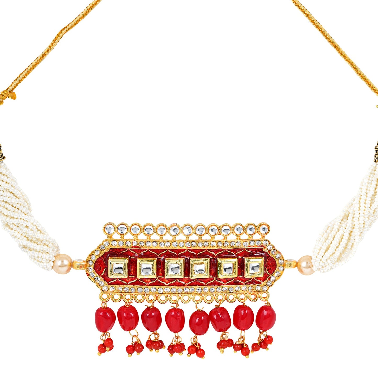 Teejh Akruti Red Necklace Set