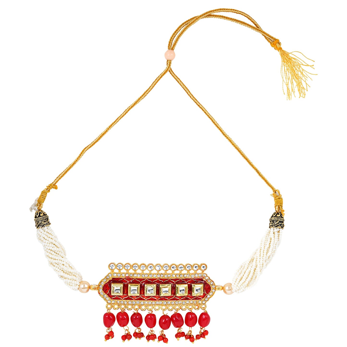 Teejh Akruti Red Necklace Set