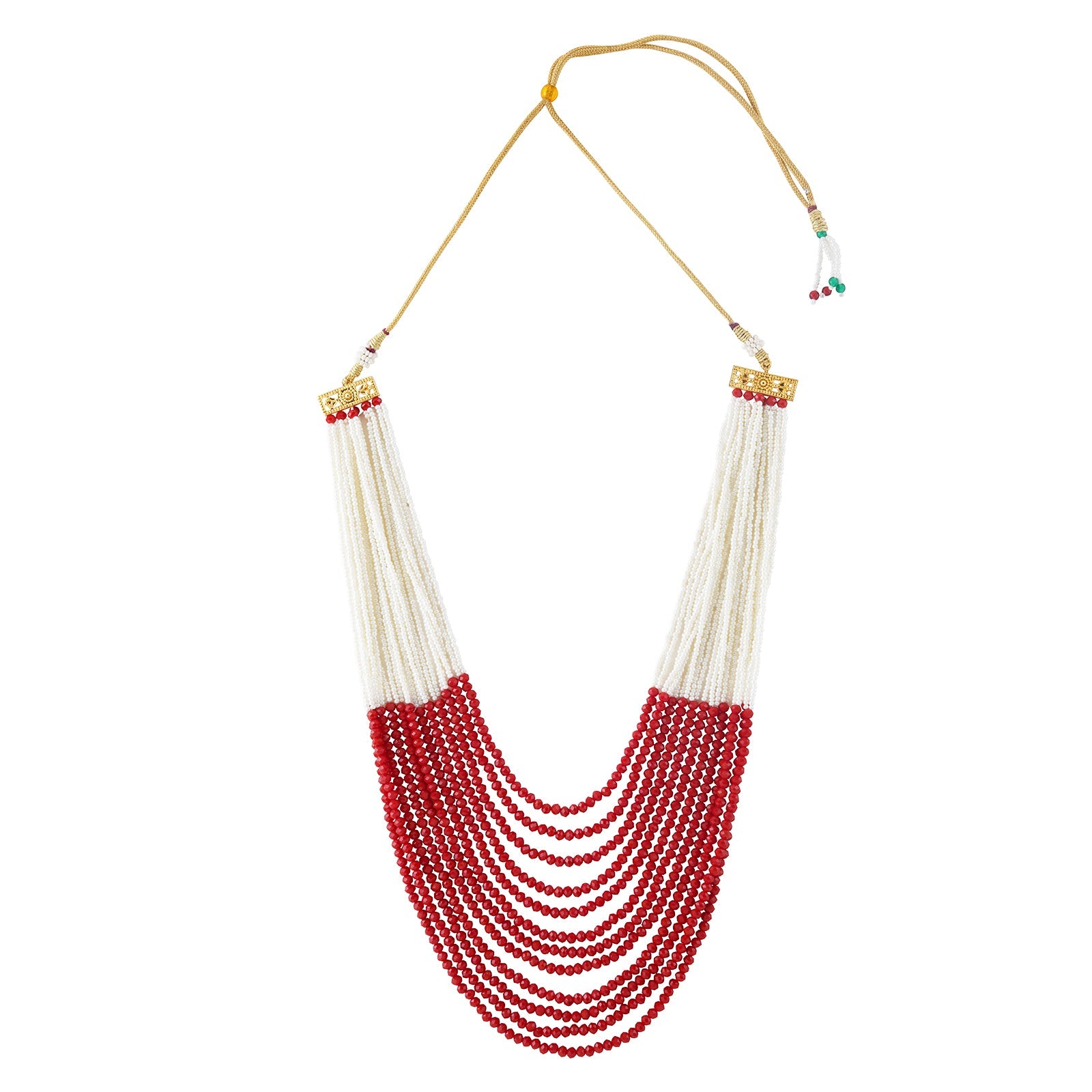 Teejh Jareen Red and White Gold Necklace Set