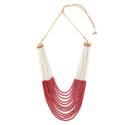 Teejh Jareen Red and White Gold Necklace Set