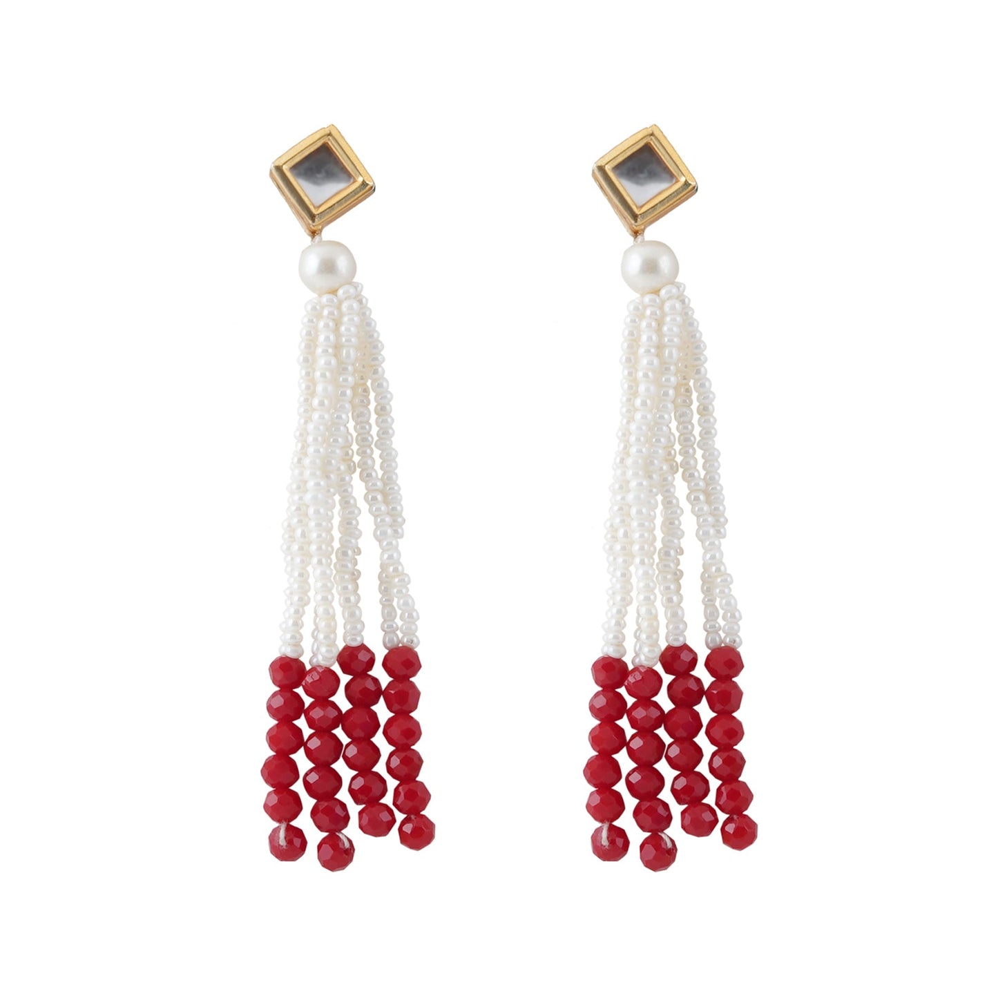 Teejh Jareen Red and White Gold Necklace Set