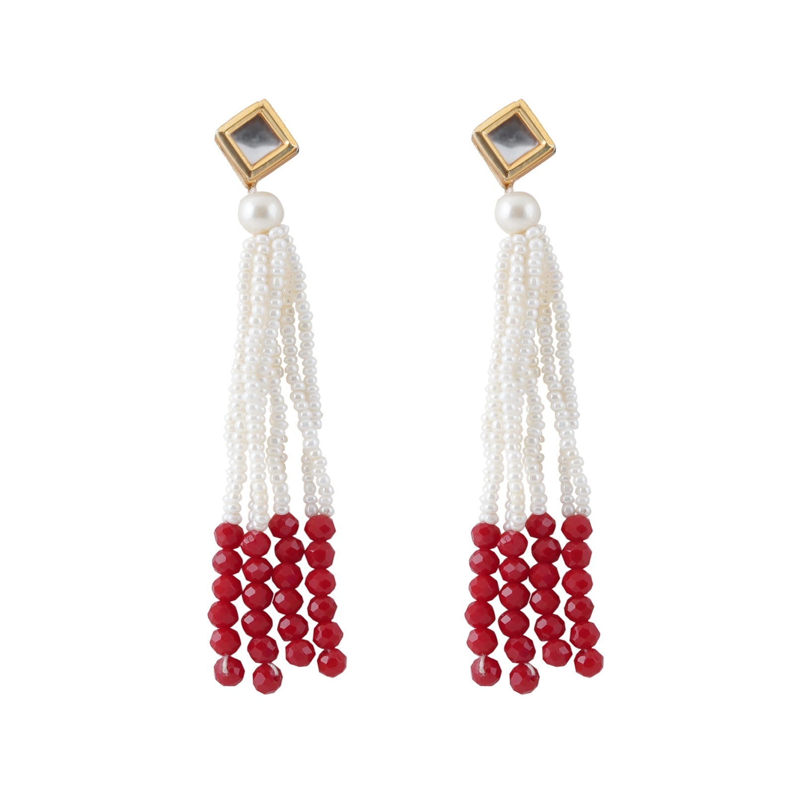 Teejh Jareen Red and White Gold Necklace Set