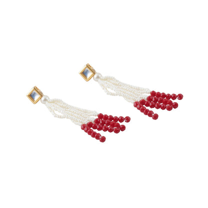 Teejh Jareen Red and White Gold Necklace Set