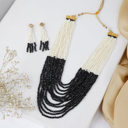 Teejh Jareen Black and White Gold Necklace Set