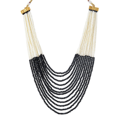 Teejh Jareen Black and White Gold Necklace Set
