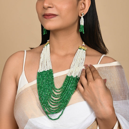 Teejh Jareen Green and White Gold Necklace Set