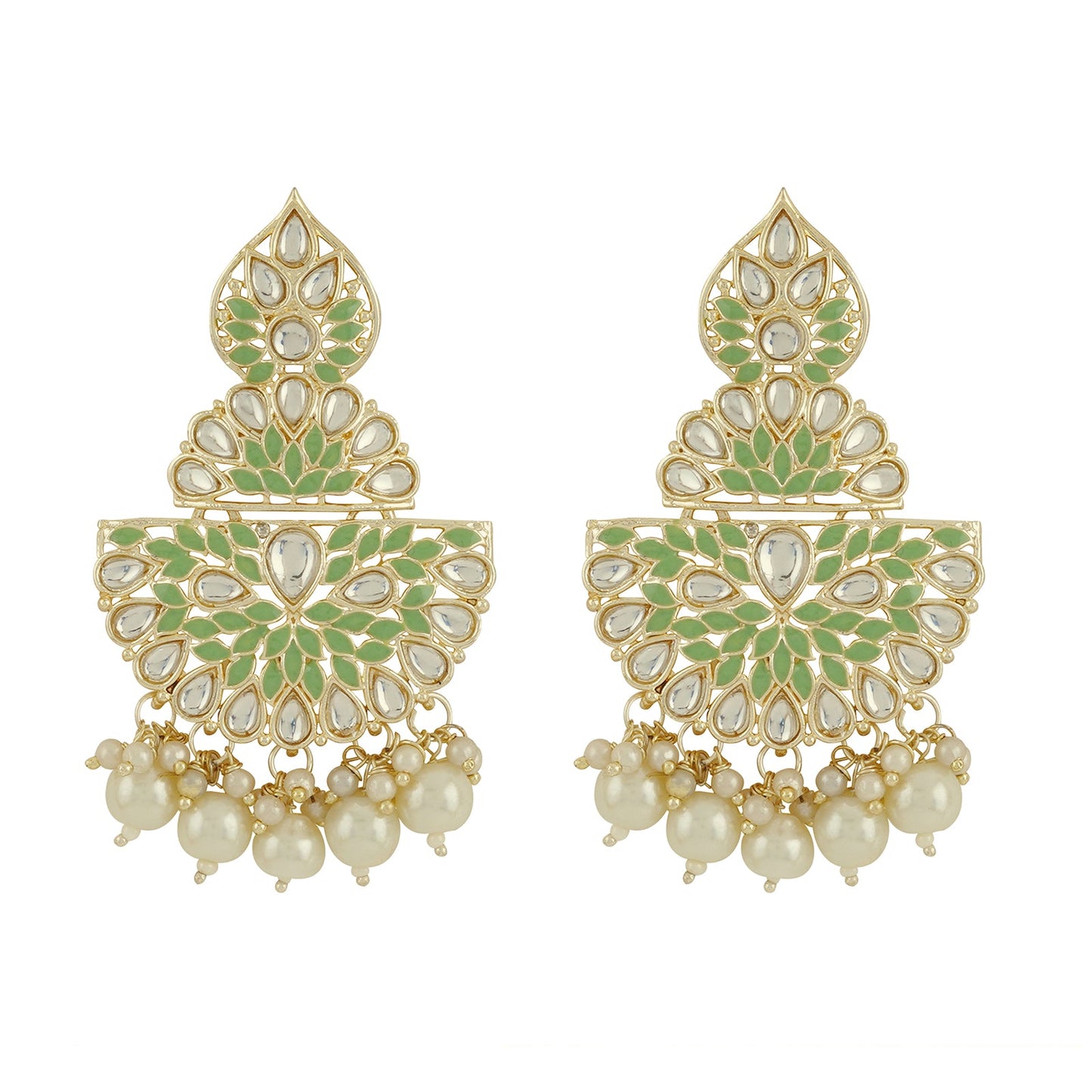 Teejh Nityashri Mint Gold Enamel Earrings