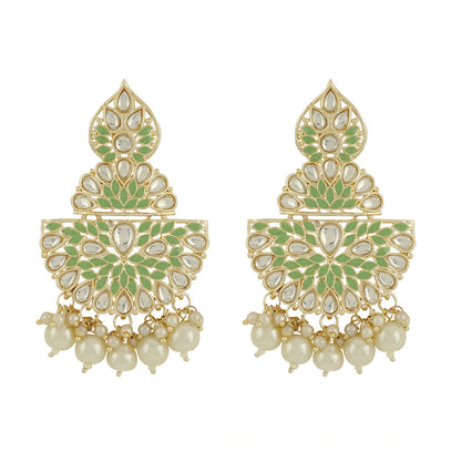 Teejh Nityashri Mint Gold Enamel Earrings