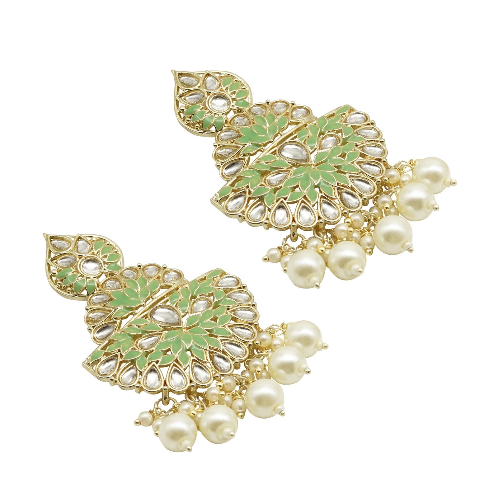 Teejh Nityashri Mint Gold Enamel Earrings