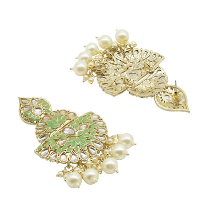 Teejh Nityashri Mint Gold Enamel Earrings