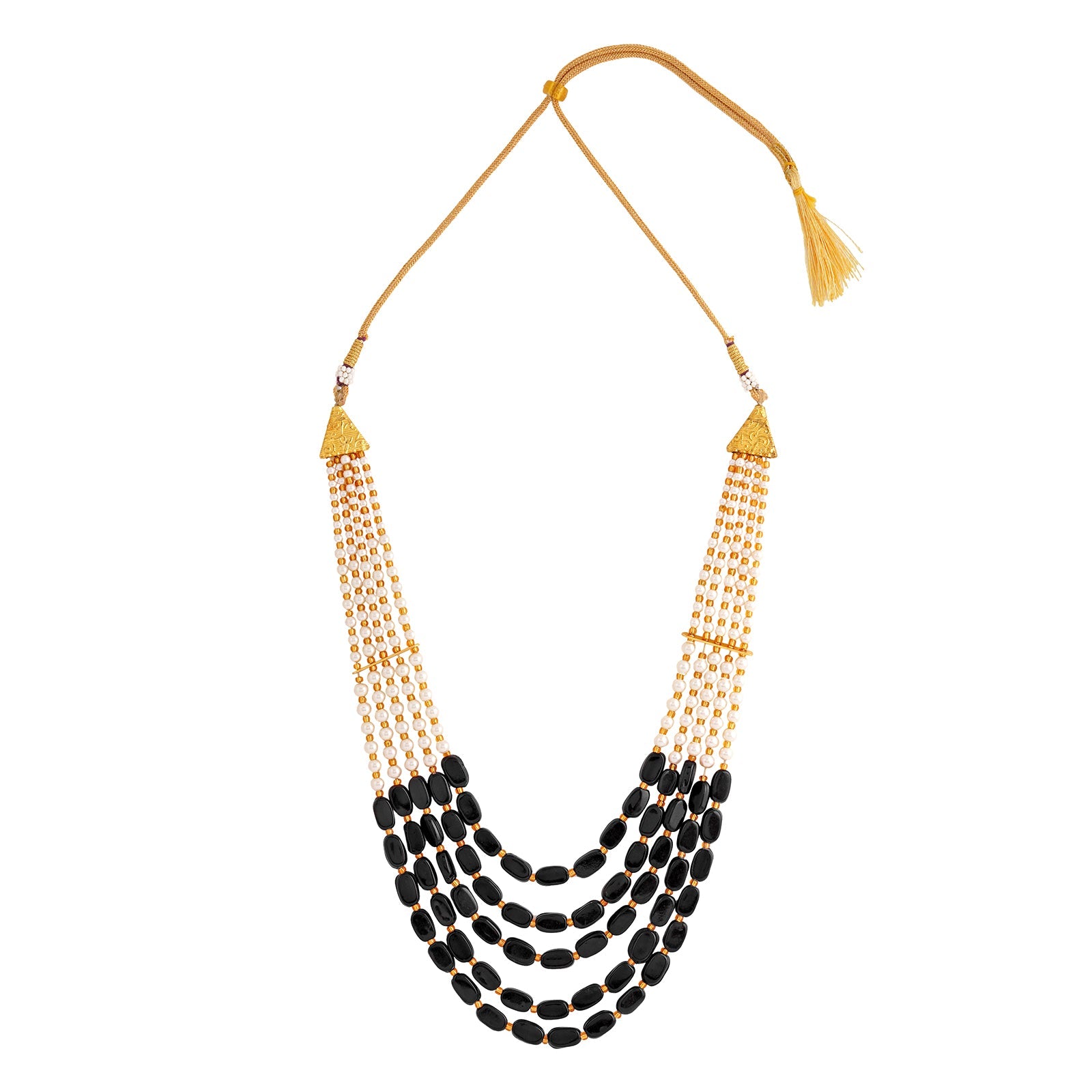 Teejh Aarushi Black Bead and Pearl Necklace