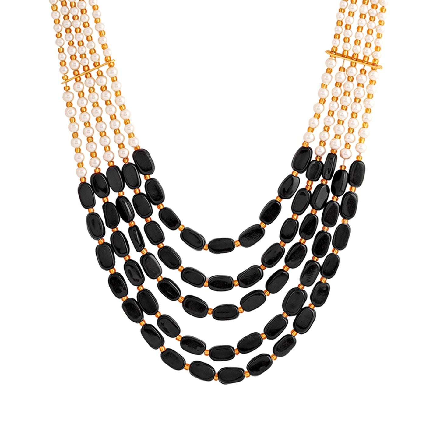 Teejh Aarushi Black Bead and Pearl Necklace