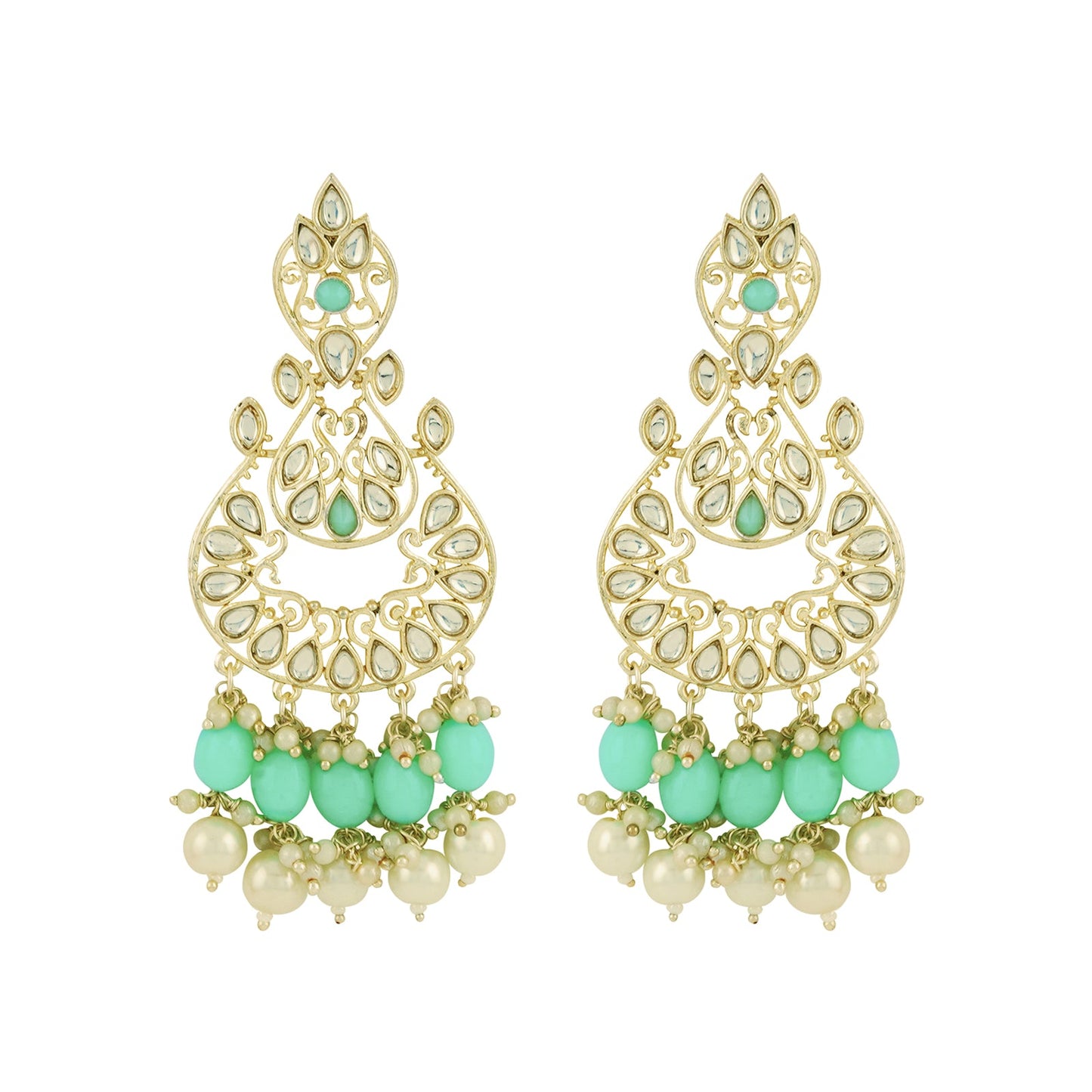 Teejh Urveeja Mint Green Gold Enamel Earrings