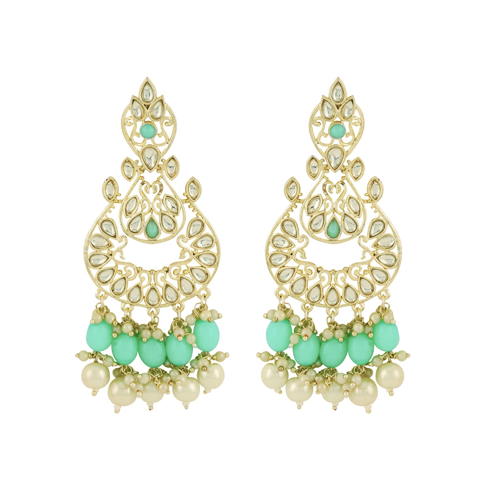 Teejh Urveeja Mint Green Gold Enamel Earrings