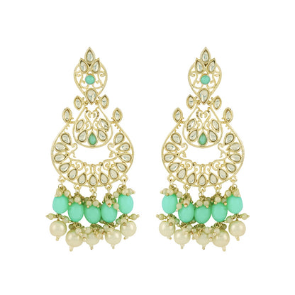 Teejh Urveeja Mint Green Gold Enamel Earrings
