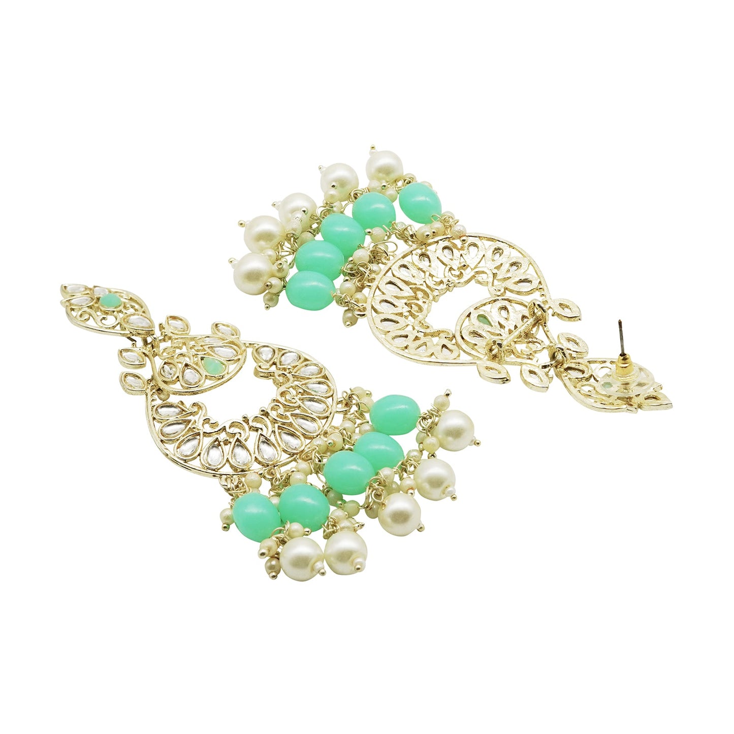 Teejh Urveeja Mint Green Gold Enamel Earrings